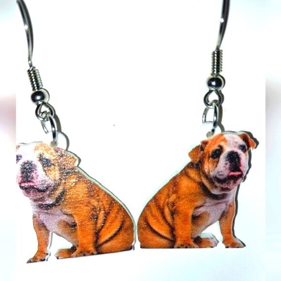 Fun dog dangling acrylic 5D pendant earrings - Picture 5 of 8